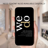 Invitation Code QR de typographie moderne mariage noir or bla