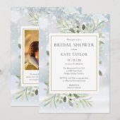 Invitation Code QR de verdure de neige d'hiver Photo de douch (Devant / Derrière)