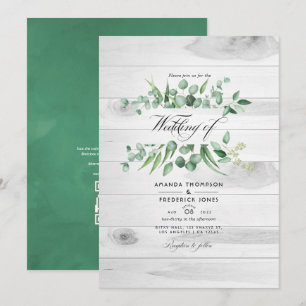 Invitation Code QR de verdure d'eucalyptus rustique pour mari