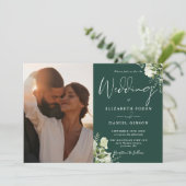 Invitation Code QR de verdure Photo Vert émeraude Mariage (Debout devant)