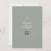 Invitation Code QR d'écriture élégante Vert Sauge Mariage (Dos)