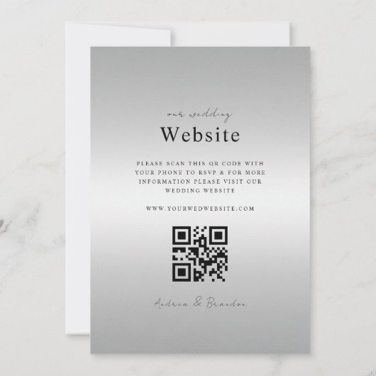 Invitation Code QR dégradé d'argent moderne tout en un Mariag (Dos)