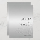 Invitation Code QR dégradé d'argent moderne tout en un Mariag (Devant / Derrière)