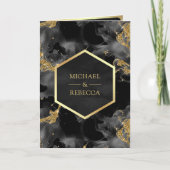 Invitation Code QR d'encre fluide abstrait or charbon mariage (Devant)