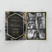 Invitation Code QR d'encre fluide abstrait or charbon mariage (Intérieur)