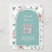 Invitation Code QR dentelle sarcelle menthe florale rose mari (Dos)
