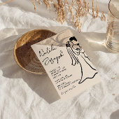 Invitation Code QR Dessiné à la Main Couple Mariage Drôle et