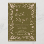 Invitation Code QR dessiné à la main Prairie Florale Mariage (Devant)