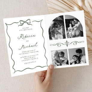 Invitation Code QR Dessiné à la Main Vert Sauge Arc Photo de