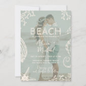 Invitation Code QR destination de mariage côtier plage (Devant)