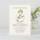 Invitation Code QR Dinosaur Hatching Bientôt Baby shower (Debout devant)