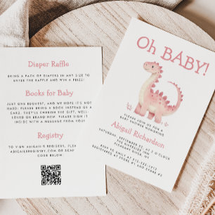 Invitation Code QR Dinosaure Rose Bébé Fille Shower pour Bébé