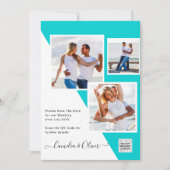 Invitation Code QR d'invitation de mariage avec photo turquoi (Devant)