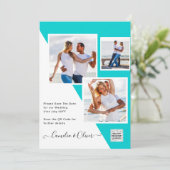 Invitation Code QR d'invitation de mariage avec photo turquoi (Debout devant)
