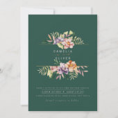 Invitation Code QR d'invitation de mariage floral d'été vert (Devant)