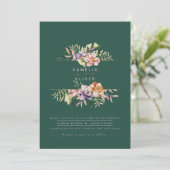 Invitation Code QR d'invitation de mariage floral d'été vert (Debout devant)