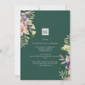 Invitation Code QR d'invitation de mariage floral d'été vert (Dos)