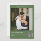 Invitation Code QR du cadre doré vert printemps (Dos)