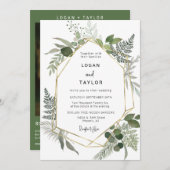 Invitation Code QR du cadre doré vert printemps (Devant / Derrière)