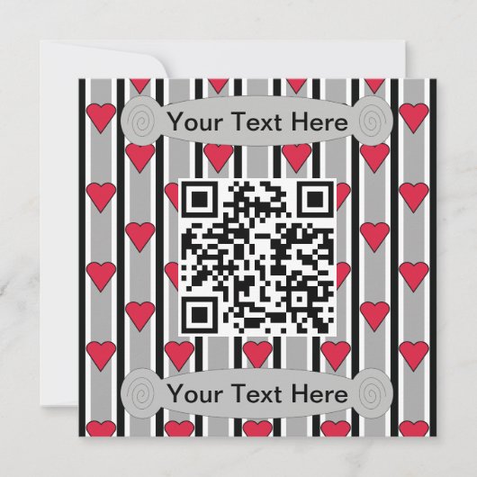 Invitation Code QR du coeur noir, rouge et blanc amusant et f (Devant)