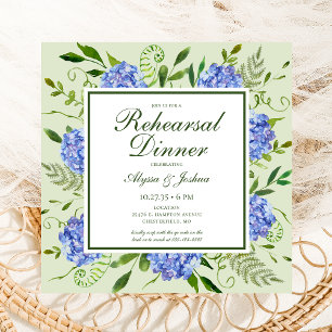 Invitation Code QR du dîner de répétition Blue Hydrangea