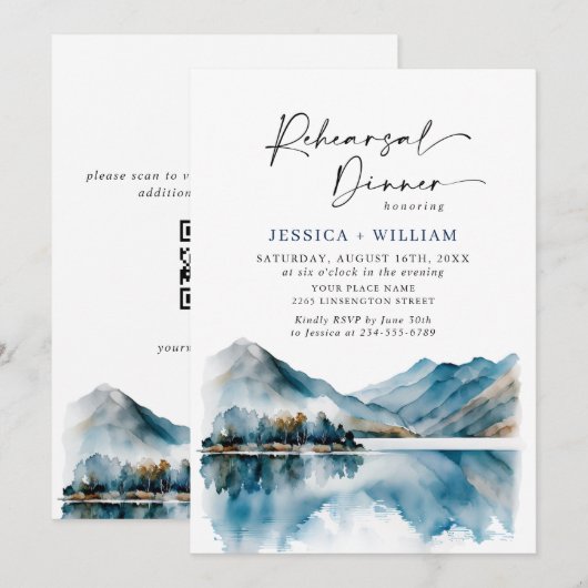 Invitation code QR du dîner de répétition de la forêt de mont (Devant / Derrière)