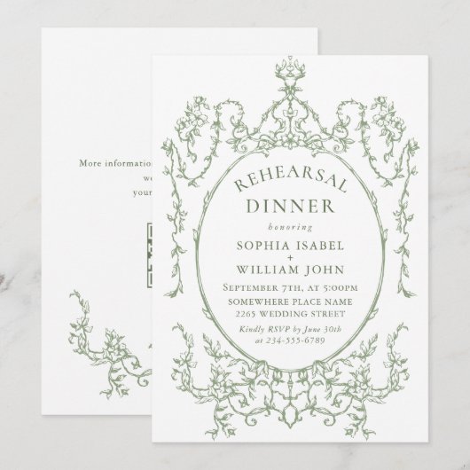 Invitation Code QR du dîner de répétition écologique de Sage  (Devant / Derrière)