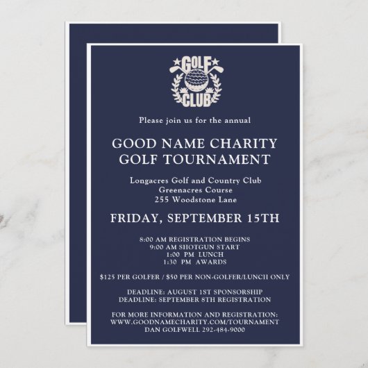 Invitation Code QR du logo du tournoi de golf de charité (Devant / Derrière)