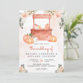 Invitation Code QR du marché de citrouilles florales de pêche (Debout devant)