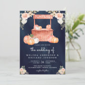 Invitation Code QR du marché de la citrouille florale pêche m (Debout devant)