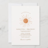 Invitation Code Qr du Mariage Boho minimal Soleil Orange Brûl (Devant)