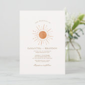 Invitation Code Qr du Mariage Boho minimal Soleil Orange Brûl (Debout devant)