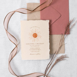 Invitation Code Qr du Mariage Boho minimal Soleil Orange Brûl