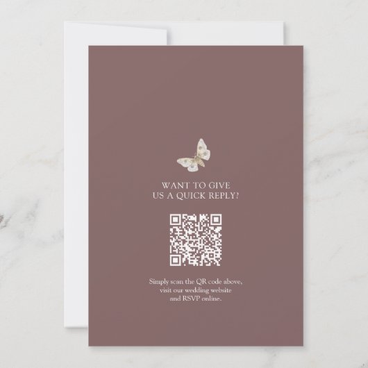Invitation Code QR du mariage de automne de l'aquarelle fleur (Dos)