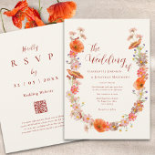 Invitation Code QR du Mariage de automne Fleur sauvage Boho