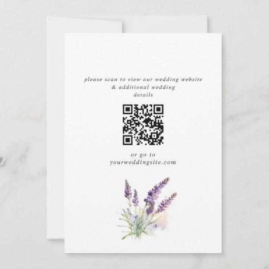 Invitation Code QR du Mariage de champ de fleurs de lavande a (Dos)