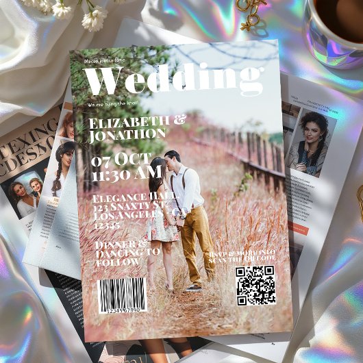 Invitation Code QR du Mariage de couverture de magazine