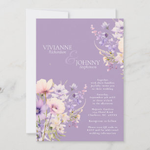 Invitation Code QR du Mariage de lavande de jardin Fleurs sau