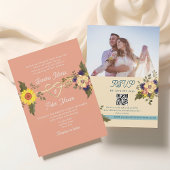 Invitation Code QR du Mariage de pêche florale