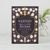 Invitation Code QR du Mariage du bouclier d'épée violet (Debout devant)