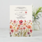 Invitation Code QR du Mariage Fleur sauvage Boho (Debout devant)