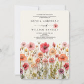 Invitation Code QR du Mariage Fleur sauvage Boho arrondi (Devant)