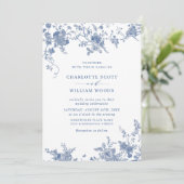 Invitation Code QR du Mariage Floral Bleu de Victoria (Debout devant)