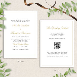 Invitation Code QR du Mariage frontalier noir et or classique