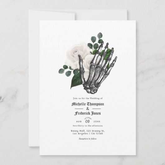 Invitation Code QR du Mariage gothique floral blanc (Devant)