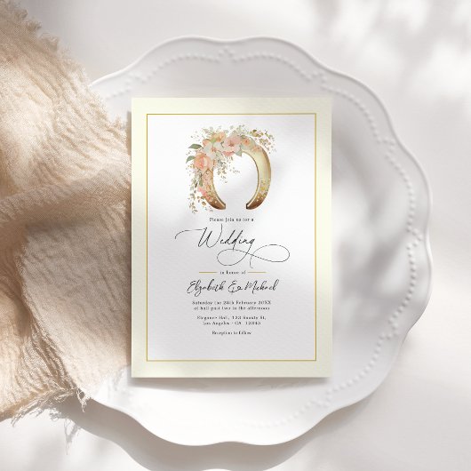 Invitation Code QR du Mariage occidental de fer à cheval flor