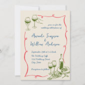 Invitation Code QR du Mariage rétro pour gribouillages à main (Devant)