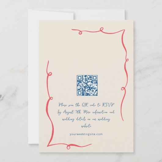 Invitation Code QR du Mariage rétro pour gribouillages à main (Dos)