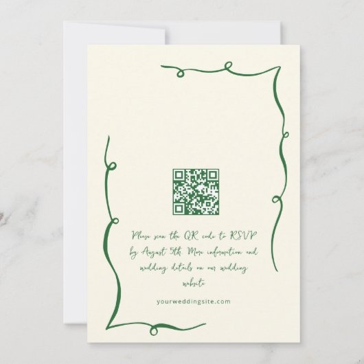 Invitation Code QR du Mariage rétro pour gribouillages à main (Dos)
