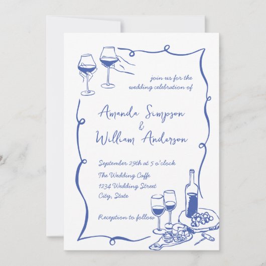 Invitation Code QR du Mariage rétro pour gribouillages à main (Devant)
